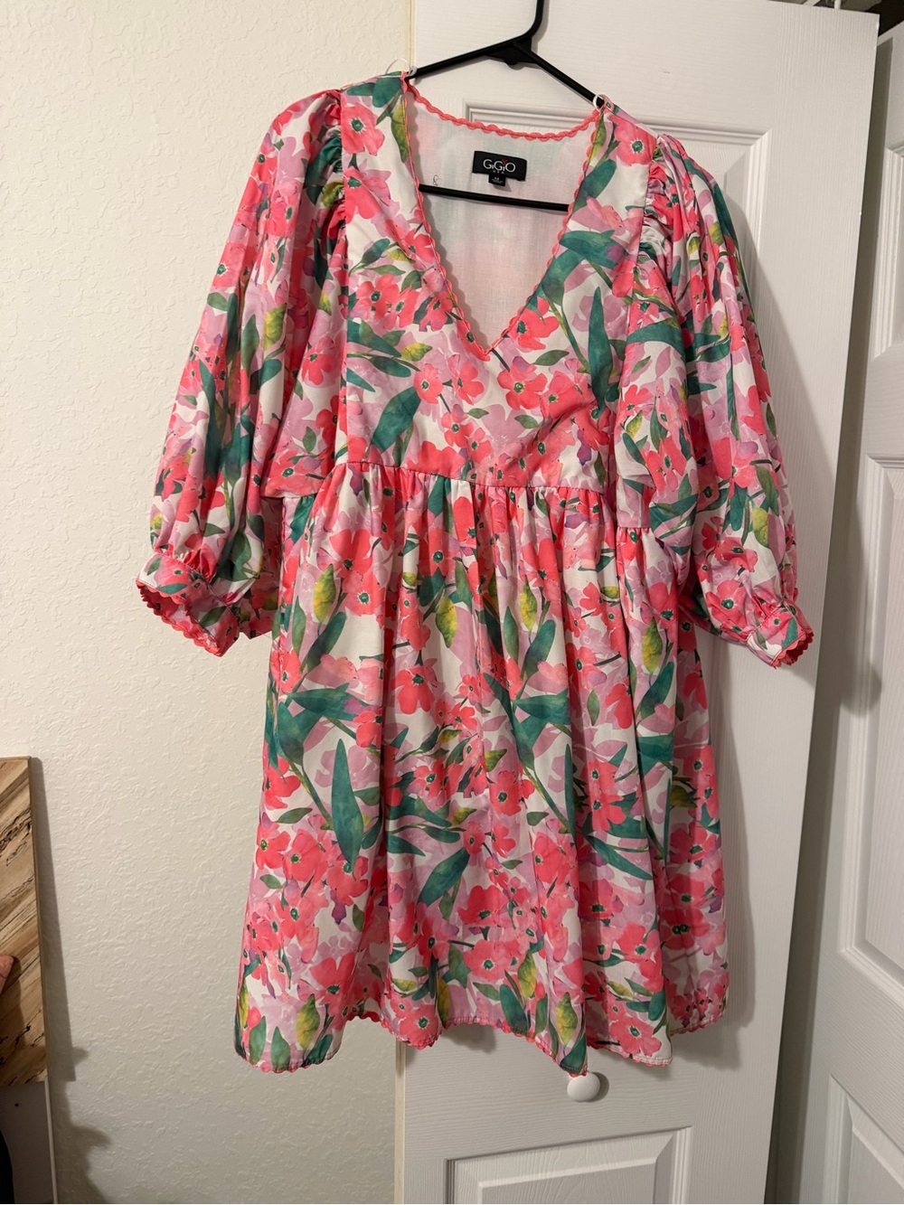 Pink Floral V-Neck Mini Dress